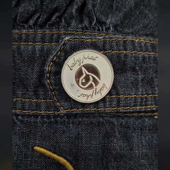 Rare Vintage Y2K Dark Denim Baby Phat Jumpsuit /romper Size 7 - Picture 3 of 7